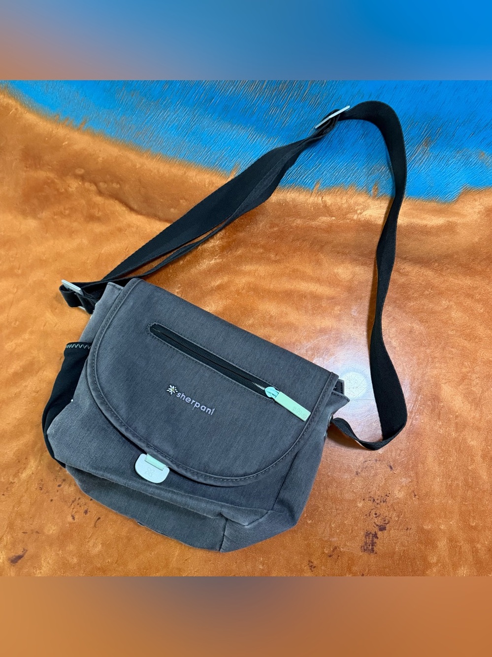 Sherpani Milli Crossbody Bag Gray Black Strap outdoor travel
